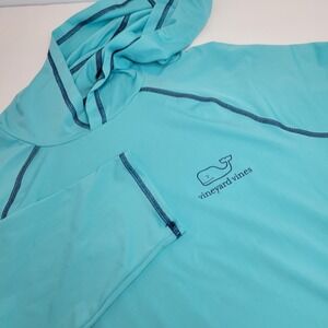 Vineyard Vines Performance Men's‎ Teal/Blue Long Sleeve Hooded Shirt Size S
